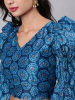 AKS Printed V-Neck Puffed Sleeves Ready to Wear Lehenga & Blouse With Dupatta - Image 2