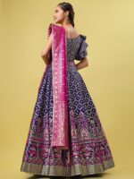 PURVAJA Woven Design One Shoulder Ready to Wear Lehenga & Unstitched Blouse With Dupatta - Image 6