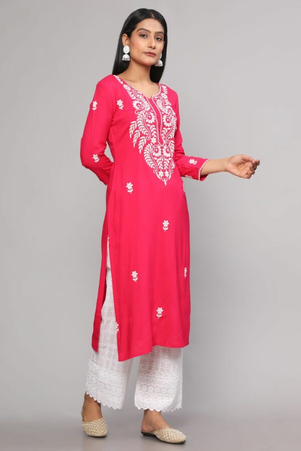 Rani Pink Chikankari Georgette Kurta
