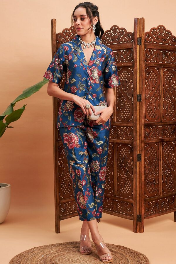 Shae by SASSAFRAS Floral Printed Blazer & Pant Co-Ord Set