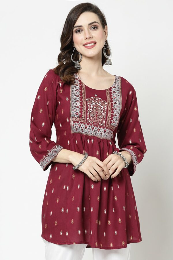 SkyaSia Ethnic Motifs Printed Empire Kurti