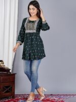 SkyaSia Ethnic Motifs Printed Empire Kurti - Image 4
