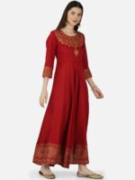 SkyaSia Ethnic Motifs Printed Maxi Ethnic Dress With Dupatta - Image 3