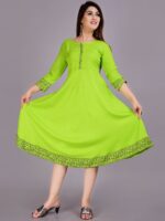 SkyaSia Floral Printed High-Low A-Line Ethnic Dress