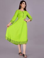 SkyaSia Floral Printed High-Low A-Line Ethnic Dress - Image 3