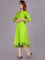 SkyaSia Floral Printed High-Low A-Line Ethnic Dress - Image 5