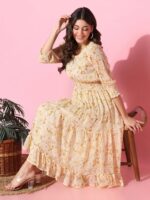 Aditi Wasan Abstract Printed Smocked Fit & Flare Dress - Image 6