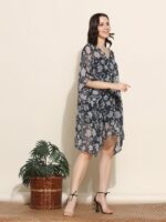 Aditi Wasan Floral Printed Kimono Sleeves Kaftan Dress - Image 3