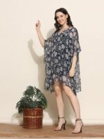 Aditi Wasan Floral Printed Kimono Sleeves Kaftan Dress - Image 4
