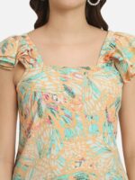 BAESD Multicoloured Floral Print Flutter Sleeve Crepe Top - Image 2