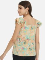 BAESD Multicoloured Floral Print Flutter Sleeve Crepe Top - Image 5