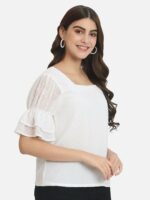 BAESD Self Design Square Neck Bell Sleeves Top - Image 3