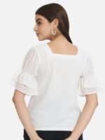 BAESD Self Design Square Neck Bell Sleeves Top - Image 5