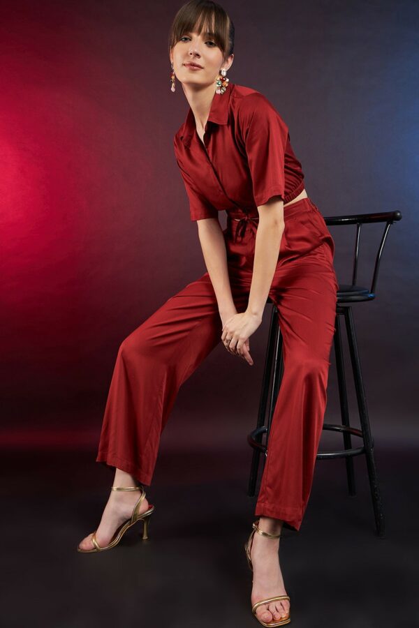 DressBerry Crop Shirt With Flared Trousers Co-Ords