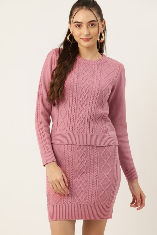 DressBerry Women Pure Acrylic Cable Knit Winter Co-Ords Set