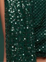 FABPIXEL Green Embellished Sequinned Pure Georgette Saree - Image 7