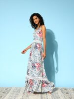 Indo Era Floral Print A-Line Maxi Dress - Image 4