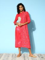 Indo Era Floral Print Shirt Midi Dress - Image 3
