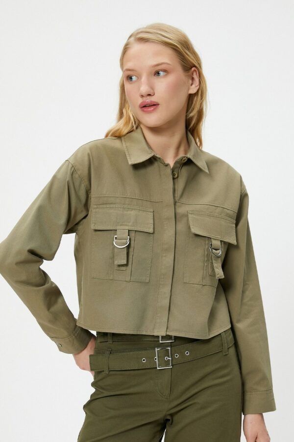 Koton Spread Collar Crop Pure Cotton Casual Shirt