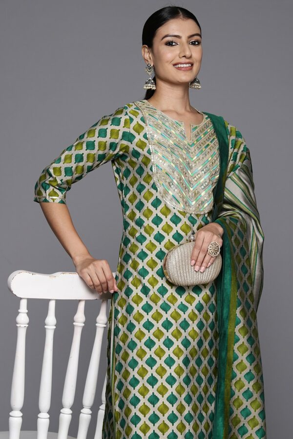 Libas Women Yoke Design Regular Sequinned Kurta with Salwar & With Dupatta
