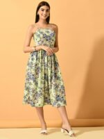 Myshka Floral Printed Sleeveless Fit & Flare Midi Dress - Image 3