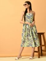 Myshka Floral Printed Sleeveless Fit & Flare Midi Dress - Image 7