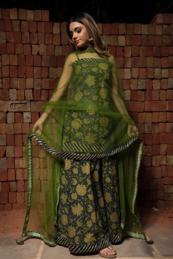 ORCHID GREEN HAND BLOCK PURE COTTON SUIT SET