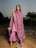 GOTTA JAAL PURPLE COTTON SHARARA SET