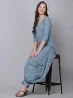 NEEL POWDER BLUE HAND BLOCK COTTON KURTA SALWAR SET - Image 2
