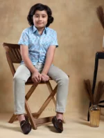 BACHPAN VISTAAR BLUE COTTON HAND BLOCK SHIRT