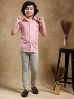 BACHPAN SHUBH GULABI COTTON HAND BLOCK SHIRT