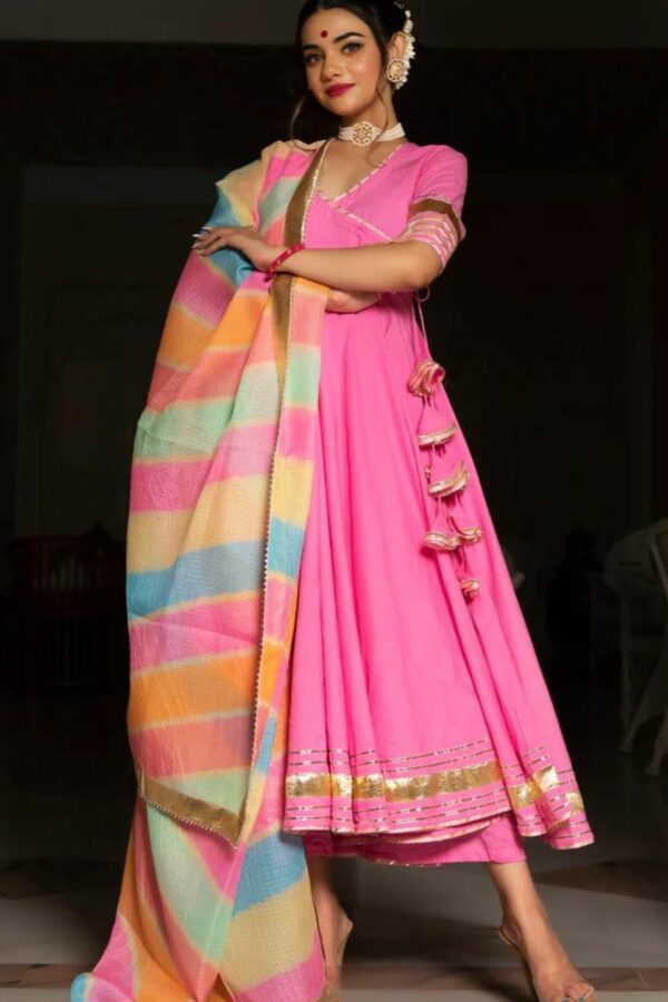 ROSE PINK COTTON ANGRAKHA SET