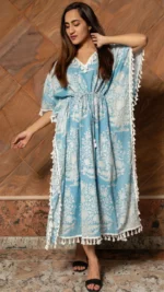 PEONY WHITE COTTON KAFTAN DRESS