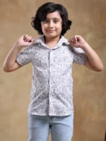 BACHPAN MOKSHA GREY COTTON HAND BLOCK HALF SLEEVE - Image 2