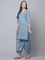 NEEL POWDER BLUE HAND BLOCK COTTON KURTA SALWAR SET