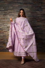 SWEET PEA LAVENDER PURE COTTON ANARKALI SET - Image 2