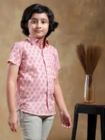 BACHPAN SHUBH GULABI COTTON HAND BLOCK SHIRT - Image 2