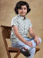 BACHPAN PARIKSHIT HAND BLOCK COTTON SHIRT - Image 2