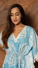 PEONY WHITE COTTON KAFTAN DRESS - Image 3