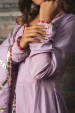 SWEET PEA LAVENDER PURE COTTON ANARKALI SET - Image 3