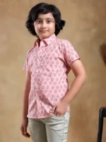 BACHPAN SHUBH GULABI COTTON HAND BLOCK SHIRT - Image 3