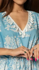 PEONY WHITE COTTON KAFTAN DRESS - Image 4