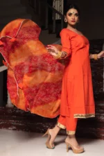 BLOOM ORANGE COTTON SUIT SET - Image 4