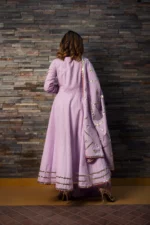 SWEET PEA LAVENDER PURE COTTON ANARKALI SET - Image 4