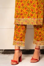 MUSTARD YELLOW HAND BLOCK PRINT KURTA SET - Image 6