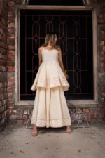 TAAJ OFF WHITE SHORT A-LINE KURTA PLAZO SET - Image 5