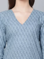 NEEL POWDER BLUE HAND BLOCK COTTON KURTA SALWAR SET - Image 6