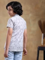 BACHPAN MOKSHA GREY COTTON HAND BLOCK HALF SLEEVE - Image 5