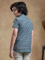 BACHPAN DAHLEEZ BLUE COTTON HAND BLOCK SHIRT - Image 5