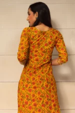 MUSTARD YELLOW HAND BLOCK PRINT KURTA SET - Image 8